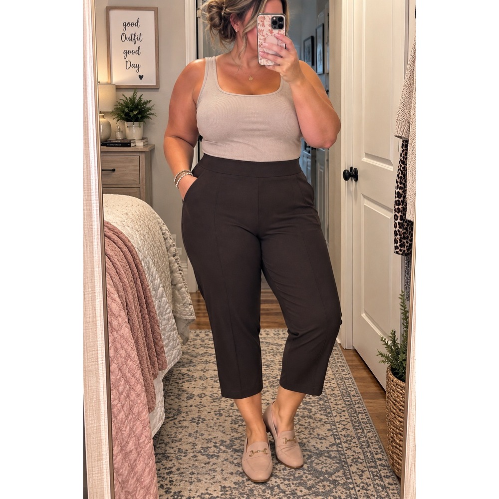 SPANX Ponte Knit Crop Pants Size 3X Black Straight Leg Pull On High Rise NWOT